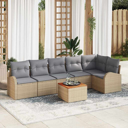 Trädgårdsoffset 7 pcs Beige och Ljusgrå konstrotting