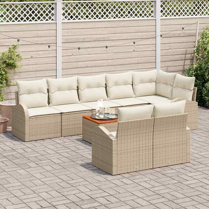 Trädgårdsoffset 9 pcs Beige och gräddfärgad konstrotting