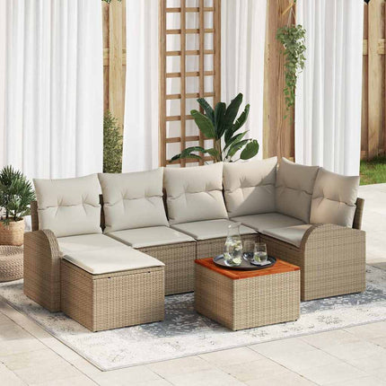 Trädgårdsoffset 7 pcs Beige och gräddfärgad konstrotting