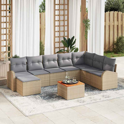 Trädgårdsoffset 9 pcs Beige och Ljusgrå konstrotting