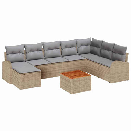 Trädgårdsoffset 9 pcs Beige och Ljusgrå konstrotting