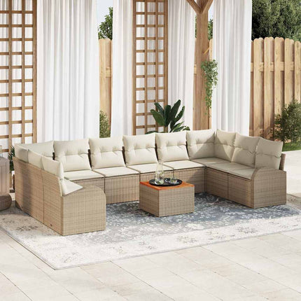 Trädgårdsoffset 11 pcs Beige och gräddfärgad konstrotting