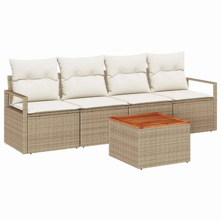 Trädgårdsoffset 5 pcs Beige och gräddfärgad konstrotting