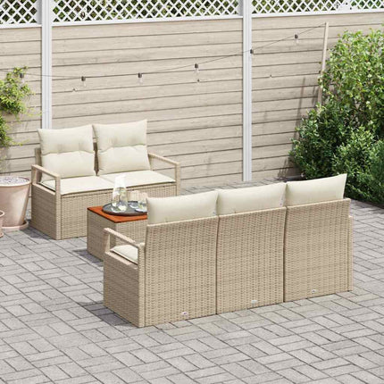 Trädgårdsoffset 6 pcs Beige och gräddfärgad konstrotting