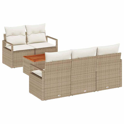 Trädgårdsoffset 6 pcs Beige och gräddfärgad konstrotting