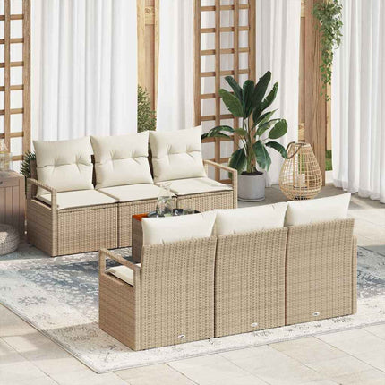 Trädgårdsoffset 7 pcs Beige och gräddfärgad konstrotting