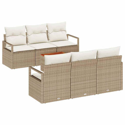 Trädgårdsoffset 7 pcs Beige och gräddfärgad konstrotting