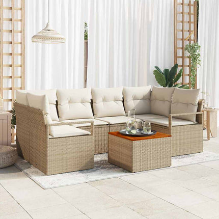 Trädgårdsoffset 7 pcs Beige och gräddfärgad konstrotting