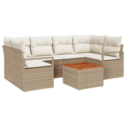 Trädgårdsoffset 7 pcs Beige och gräddfärgad konstrotting