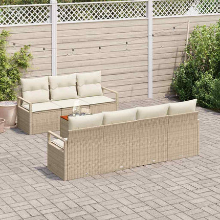 Trädgårdsoffset 8 pcs Beige och gräddfärgad konstrotting