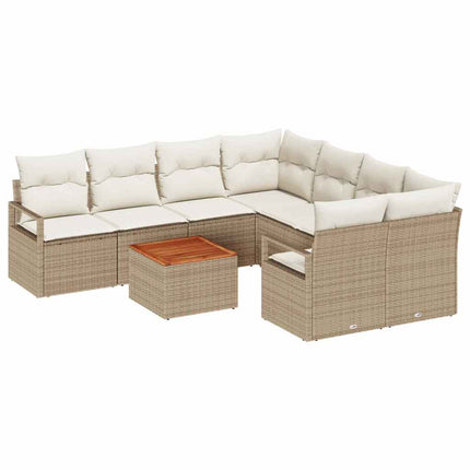 Trädgårdsoffset 9 pcs Beige och gräddfärgad konstrotting