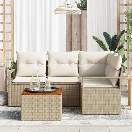Trädgårdsoffset 5 pcs Beige och gräddfärgad konstrotting