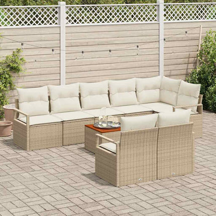 Trädgårdsoffset 9 pcs Beige och gräddfärgad konstrotting