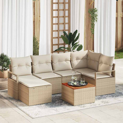 Trädgårdsoffset 7 st Beige och gräddfärgad konstrotting