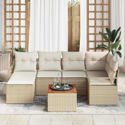 Trädgårdsoffset 7 st Beige och gräddfärgad konstrotting