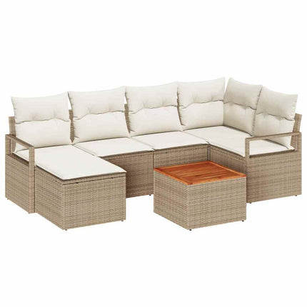 Trädgårdsoffset 7 pcs Beige och gräddfärgad konstrotting