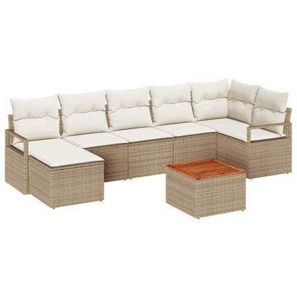 Trädgårdsoffset 8 pcs Beige och gräddfärgad konstrotting
