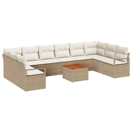 Trädgårdsoffset 11 pcs Beige och gräddfärgad konstrotting