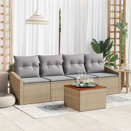 Trädgårdsoffset 5 pcs Beige och Ljusgrå konstrotting
