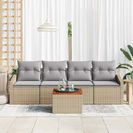 Trädgårdsoffset 5 pcs Beige och Ljusgrå konstrotting