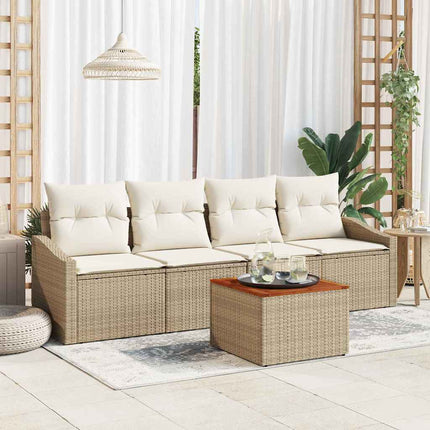 Trädgårdsoffset 5 pcs Beige och gräddfärgad konstrotting