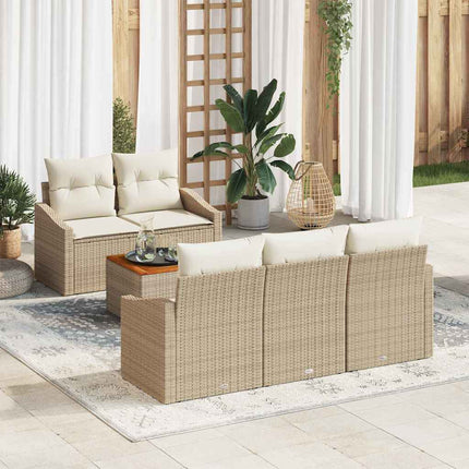 Trädgårdsoffset 6 pcs Beige och gräddfärgad konstrotting
