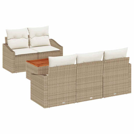 Trädgårdsoffset 6 pcs Beige och gräddfärgad konstrotting