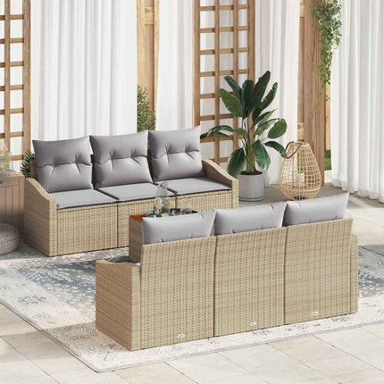 Trädgårdsoffset 7 pcs Beige och Ljusgrå konstrotting