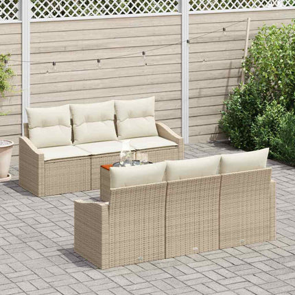 Trädgårdsoffset 7 pcs Beige och gräddfärgad konstrotting