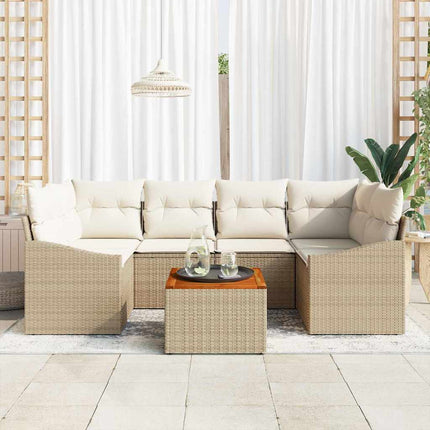 Trädgårdsoffset 7 pcs Beige och gräddfärgad konstrotting