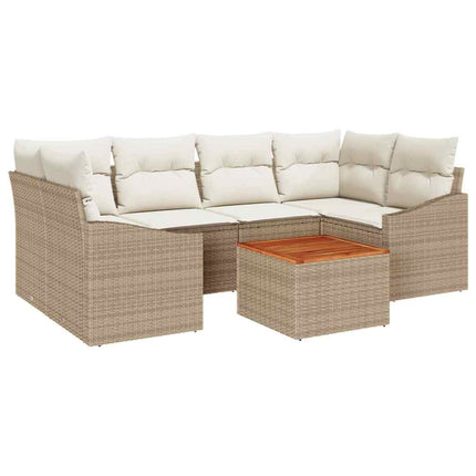 Trädgårdsoffset 7 pcs Beige och gräddfärgad konstrotting