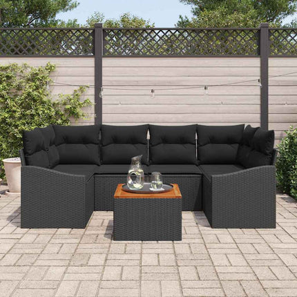 Trädgårdsoffset med lagring 7 pcs Svart konstrotting