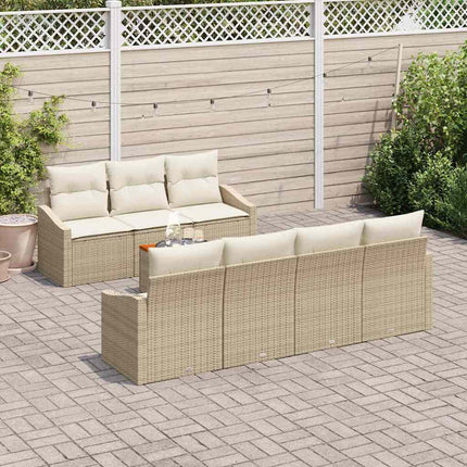 Trädgårdsoffset 8 pcs Beige och gräddfärgad konstrotting