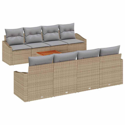 Trädgårdsoffset 9 pcs Beige och Ljusgrå konstrotting