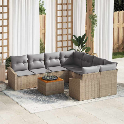 Trädgårdsoffset 9 pcs Beige och Ljusgrå konstrotting