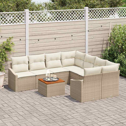 Trädgårdsoffset 9 pcs Beige och gräddfärgad konstrotting
