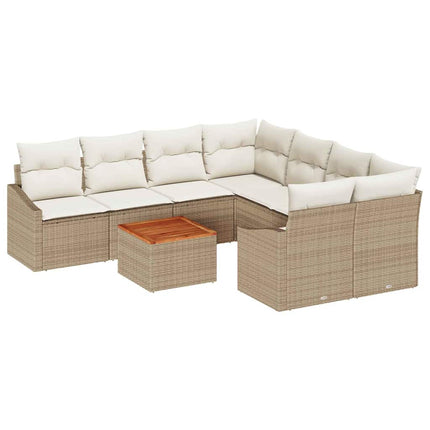 Trädgårdsoffset 9 pcs Beige och gräddfärgad konstrotting