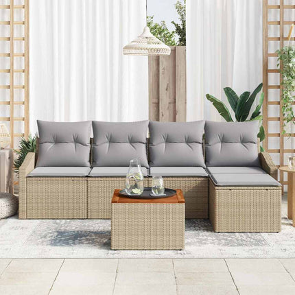 Trädgårdsoffset 6 pcs Beige och Ljusgrå konstrotting