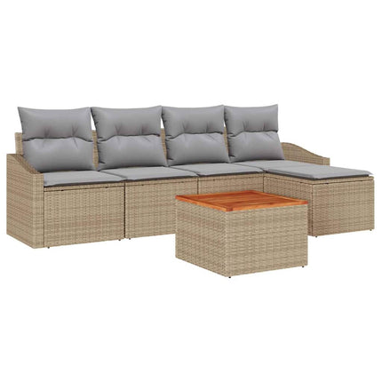 Trädgårdsoffset 6 pcs Beige och Ljusgrå konstrotting