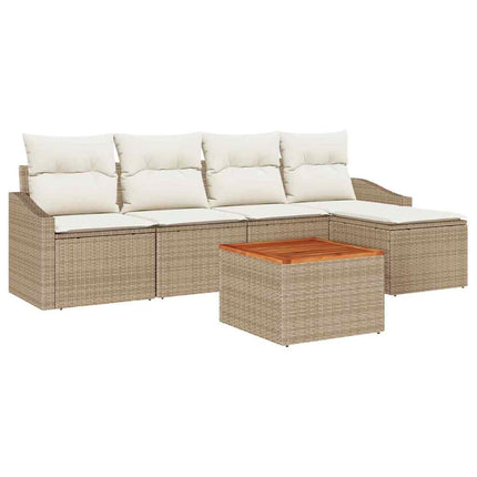 Trädgårdsoffset 6 pcs Beige och gräddfärgad konstrotting