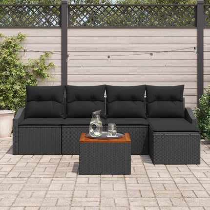 Trädgårdsoffset med lagring 6 pcs Svart konstrotting