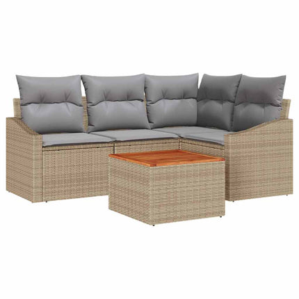 Trädgårdsoffset 5 pcs Beige och Ljusgrå konstrotting