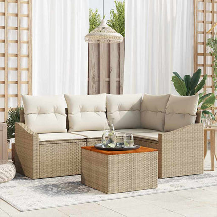 Trädgårdsoffset 5 pcs Beige och gräddfärgad konstrotting