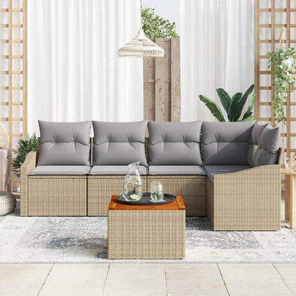 Trädgårdsoffset 6 pcs Beige och Ljusgrå konstrotting