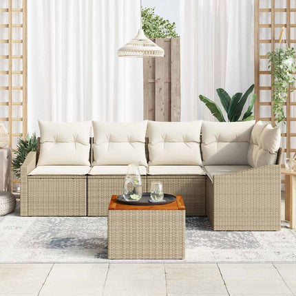 Trädgårdsoffset 6 pcs Beige och gräddfärgad konstrotting