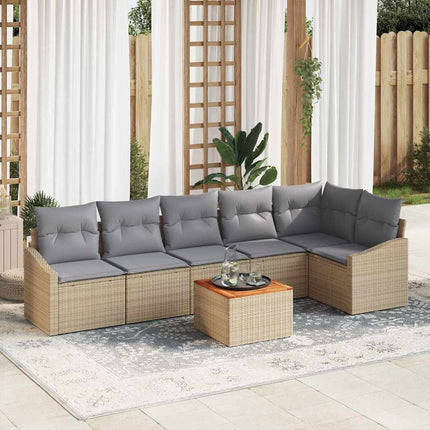 Trädgårdsoffset 7 pcs Beige och Ljusgrå konstrotting