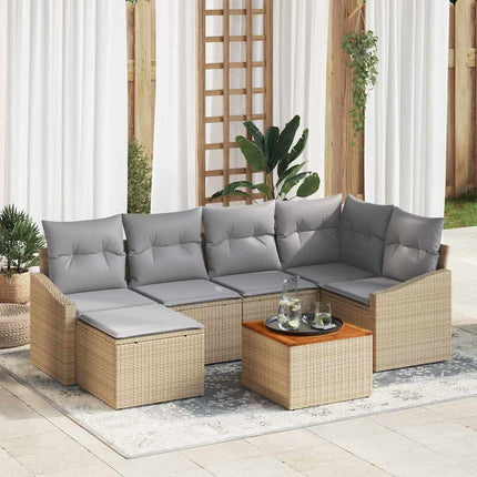 Trädgårdsoffset 7 pcs Beige och Ljusgrå konstrotting