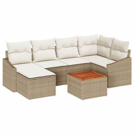 Trädgårdsoffset 7 st Beige och gräddfärgad konstrotting