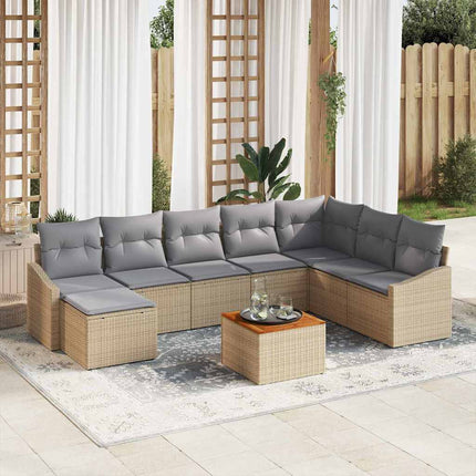 Trädgårdsoffset 9 pcs Beige och Ljusgrå konstrotting