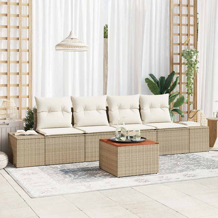 Trädgårdsoffset 5 pcs Beige och gräddfärgad konstrotting